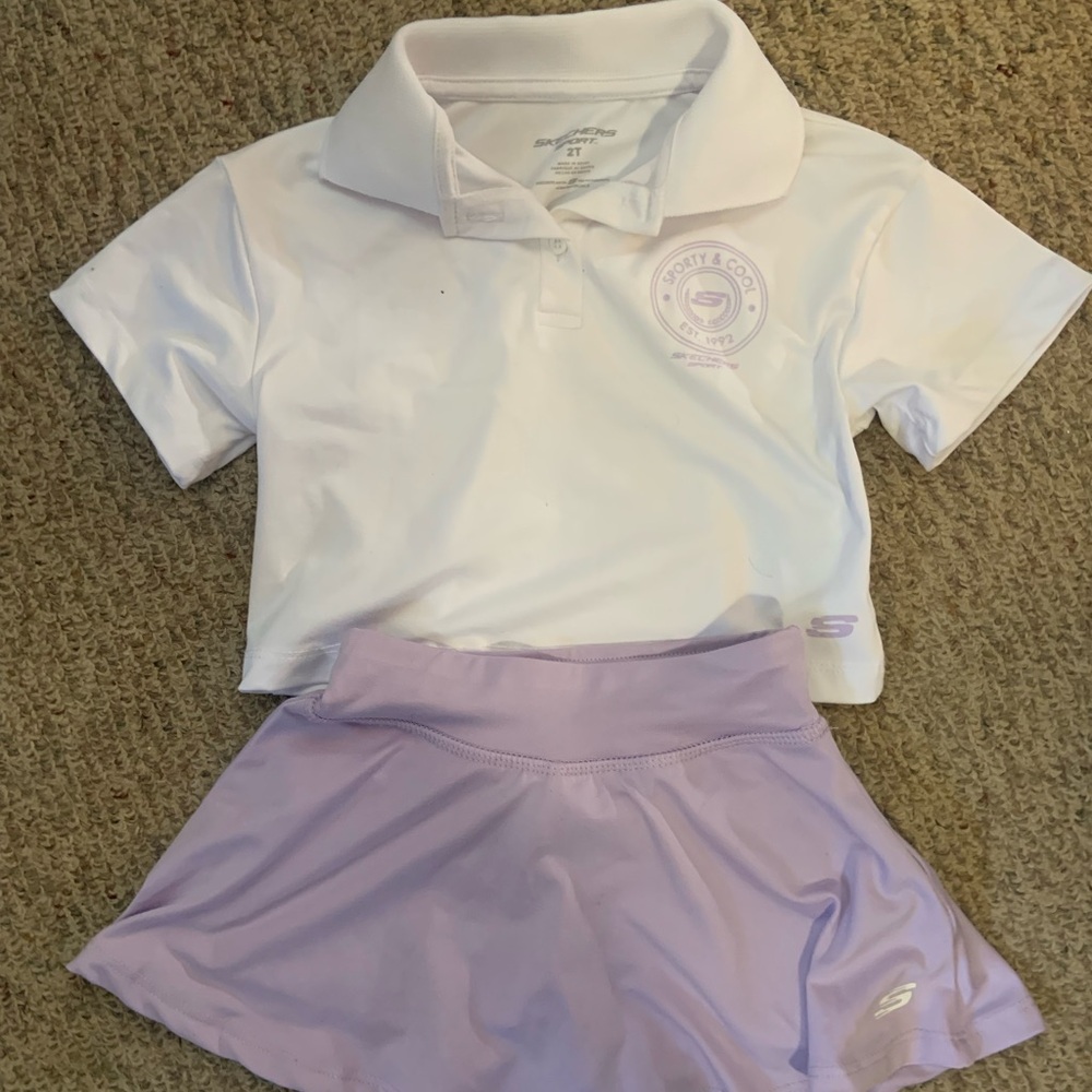 Skechers White and Lavender Sporty Polo kids